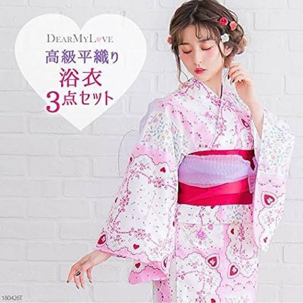 Sold Charming Pink Heart Kimono Set yumetenbo Dear My Love